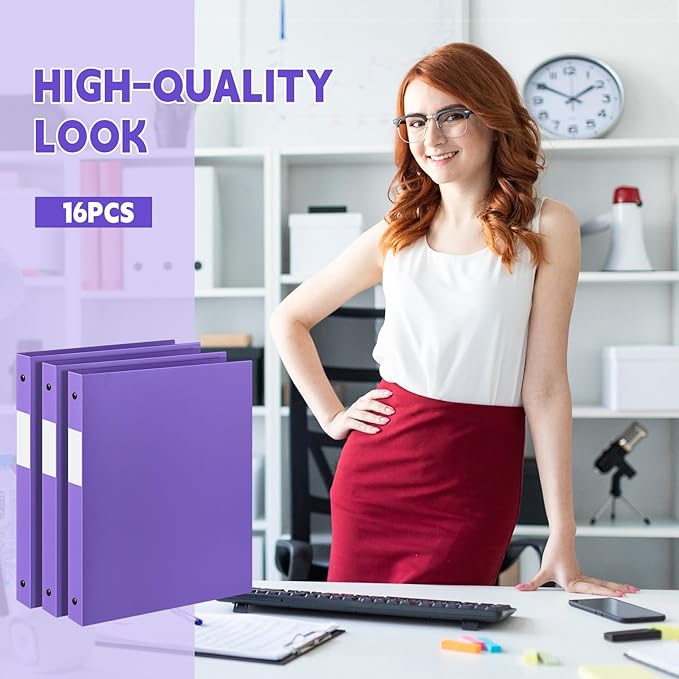 Henoyso 16 Pcs 3 Ring Binder 0.5 Inch Round Fits Letter Size 8.5'' x 11'' Paper - Image 6