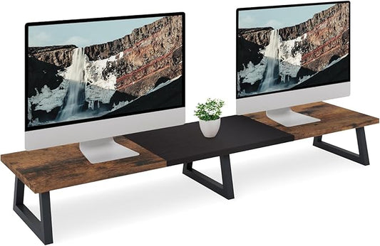 TEAMIX 42 inch Large Dual Monitor Riser, Extra Long Monitor Stand Riser Wide TV by TEAMIX