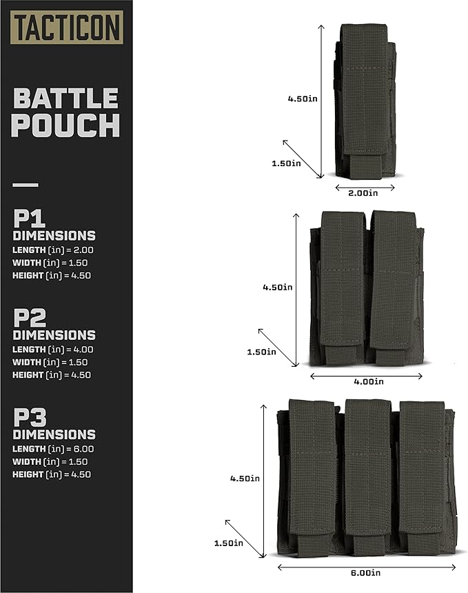 Tacticon P1 P2 P3 BattlePouch | Universal Pistol Mag Pouch | Combat Veteran - Image 4
