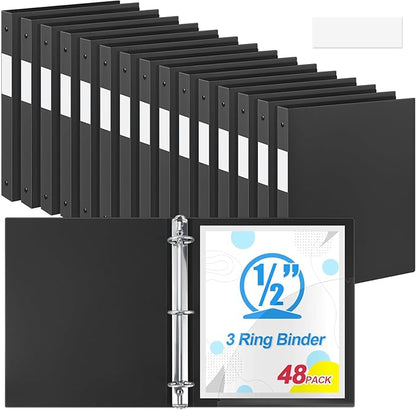 Henoyso 48 Pcs 3 Ring Binder 0.5 Inch Round Fits Letter Size 8.5'' x 11'' Paper by Henoyso