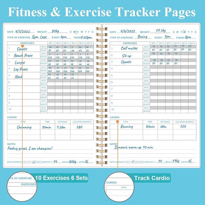 Simplified Fitness Journal for Women & Men, A5 Workout Journal/Planner Daily - Image 3