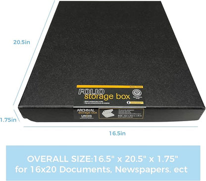 Lineco Clamshell Folio Storage Box, 16.5" x 20.5" x 1.75" Prints, Metal Edge - Image 2