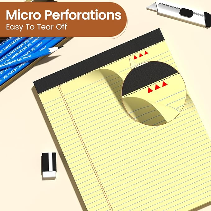 Legal Pads 8.5 X11, Narrow Ruled Notepads, 12 Pack, 50 Sheet/Pad, Tear Off - Image 3