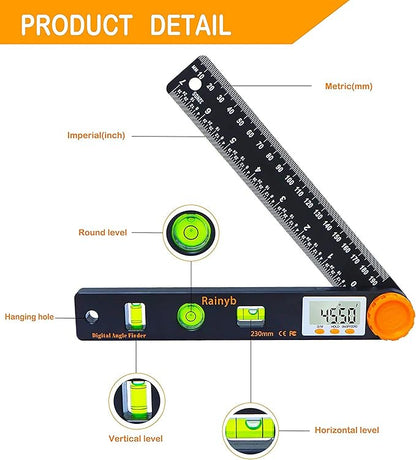Rainyb Digital Angle Finder Tool 7inch 0-360 degree LED Digital Protractor - Image 2