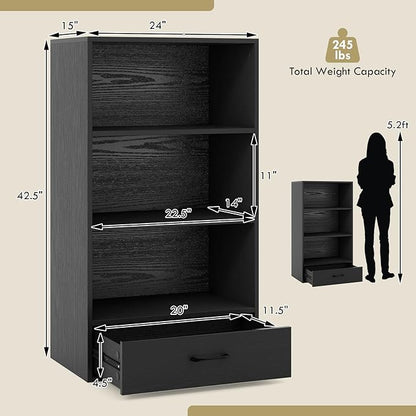 LOKO 4-Tier Bookcase with Storage Drawer, Modern Organizer Display Storage - Image 3