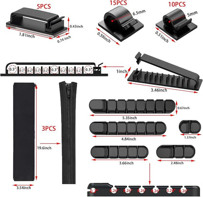 189PCS Cable Management Kit, 6 Cable Sleeve40 Cable Clips - Image 2