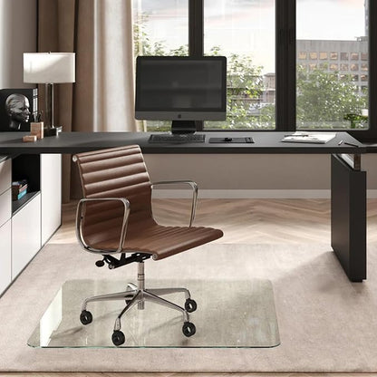 Vitrazza Glass Chair Mat 42” x 48” Superior ¼ Thick, Chiaro Standard Clear by VitrazzaGlassOfficeChairMats