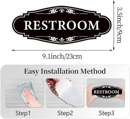 Restroom Sign for Business and Home，Self-adhesive Unisex Bathroom Sign - Image 2