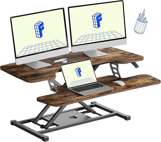 FLXISPOT 36" Standing Desk Converter, Quick Sit Stand up Desktop Riser Height by FlexiSpot