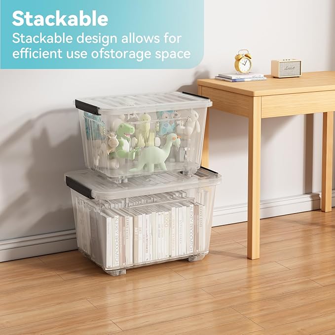 Nazhura 72 Quart Plastic Storage Bin, Stackable and Nestable Storage Boxes - Image 8