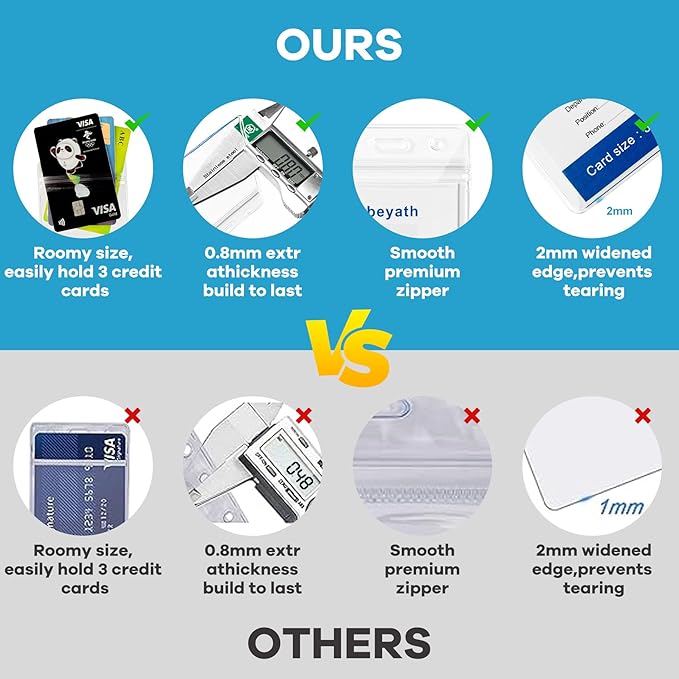 ABEYATH 1000 Pack Extra Thick ID Card Name Badge Holder Heavy Duty Waterproof - Image 4