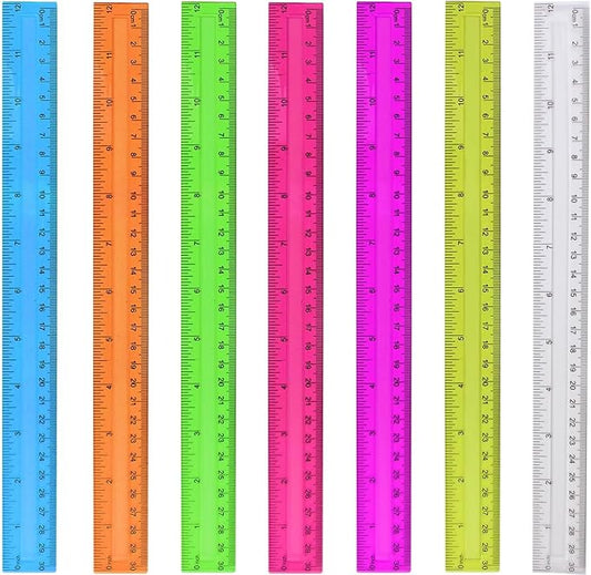 7PCS Clear Ruler, 12 Inch Plastic Rulers by HXSEMAYIG