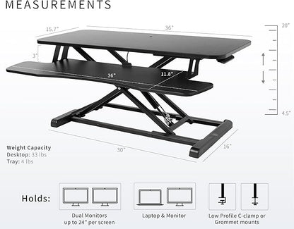 VIVO 36 inch Desk Converter, K Series, Height Adjustable Sit to Stand Riser - Image 3