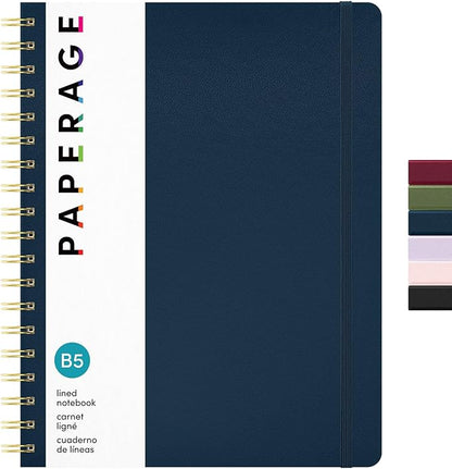 PAPERAGE Lined Spiral Journal Notebook, 160 Pages, Large B5 Hardcover Journal by PAPERAGE