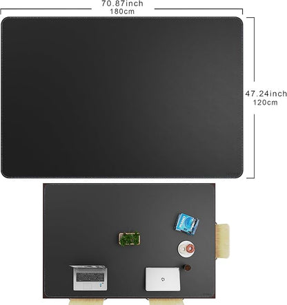 CENNBIE HUGE180 70.8" x 47" Black Leather Desk Mat - Image 2