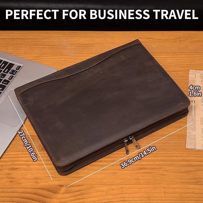 Geslun Genuine Leather Portfolio, Legal Size 8.5 x 14 Pad Holder, Business - Image 7