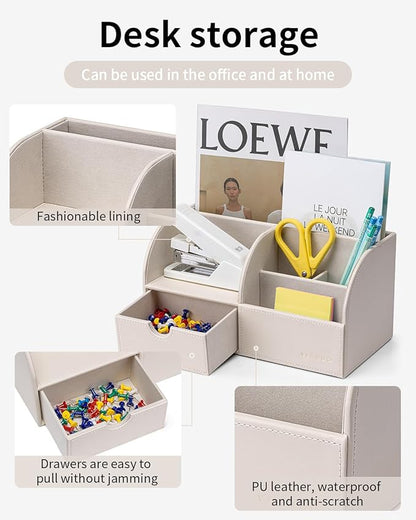 Vlando Office Desk Organizer Leather Desktop Organizer Caddy - Image 3