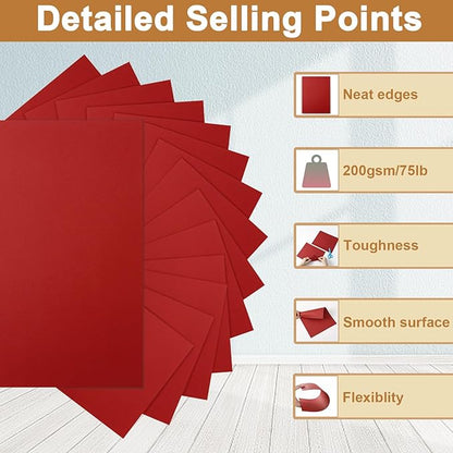Silunkia 100 Sheets Christmas Red Cardstock 8.5 x 11 Scrapbooking Paper - Image 3