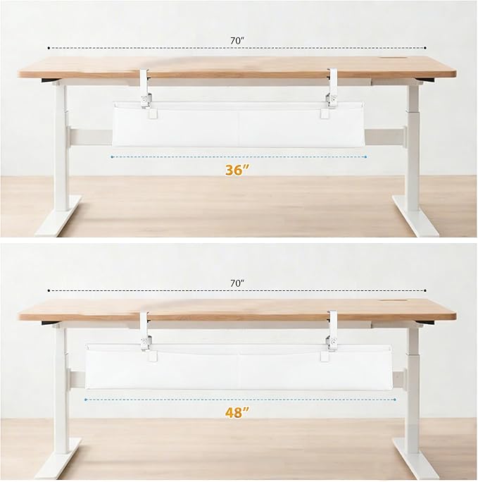 Oxford Cloth Under Desk Cable Management Tray, No-Drill 48" Desk Cable - Image 5