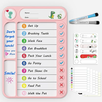 Magnetic Chore Chart for Kids, ADHD Task Tracker Easy-Check Routine Dry Erase by LightUpYourCreativity