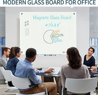 Magnetic Whiteboard, Glass Dry Erase Board 4' x 3' White Surface, Home School - Image 4
