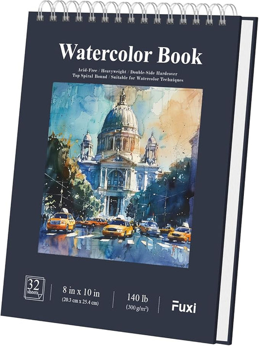 Fuxi 8x10 Watercolor Paper, 140lb Cold Press Watercolor Spiral Notebook by SketchBook