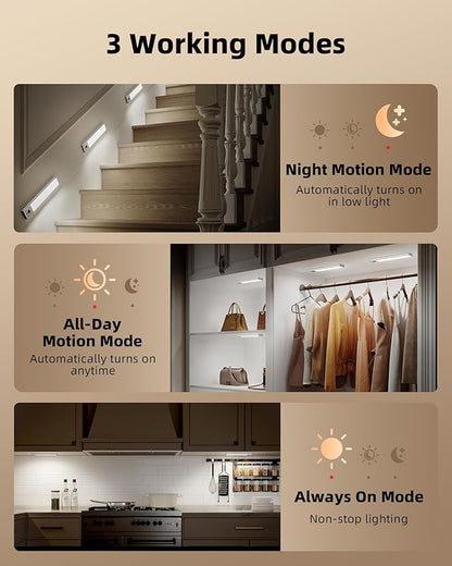 EZVALO 3 Pack Under Cabinet Lighting, 2400mAh Rechargeable Motion Sensor Light - Image 8