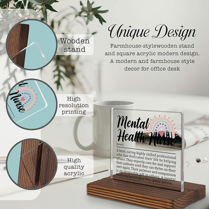 Mental Health Nurse Appreciation Gift Desk Sign, Thank You Plaque - Image 3