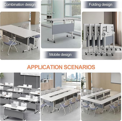 czxhaery Conference Table, Folding Conference Table, Flip Top Mobile Folding - Image 3