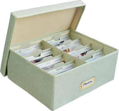 Sprsthai Linen Photo Storage Box – Holds 1700 Photos, 24 Adjustable Dividers & by Sprsthai
