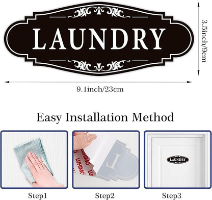 Laundry Room Door Sign for Business and Home，Self-adhesive Waterproof Cute - Image 8