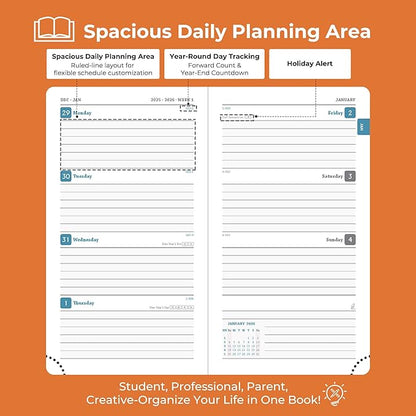 IN-LUXPRO Planner 2026 Daily Weekly and Monthly, 6.5"x3.75", 12 Months Spiral - Image 3