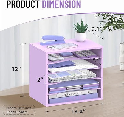 SHARKWOODS 5-Tier Wood Desk Organizer, Paper Tray Organizer - Image 3
