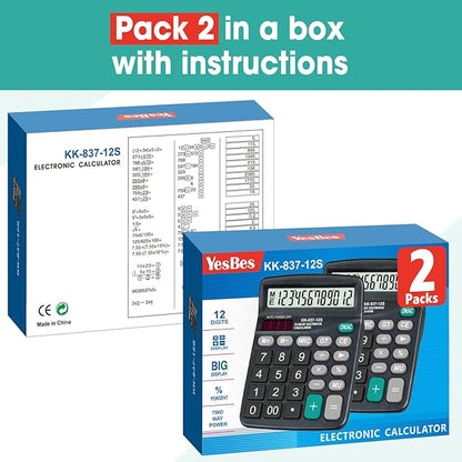2 Pack Calculator Bulk, 12 Digits Calculators Desktop - Image 7