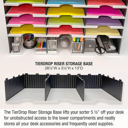Desktop Organizer 12 Letter Tray Sorter Plus Riser Storage Base & 3 Supply - Image 4