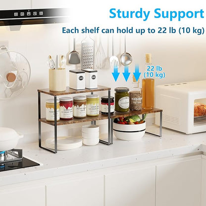 Golener Countertop Organizer Corner Shelf, 2 Tier Adjustable Stackable Corner - Image 4