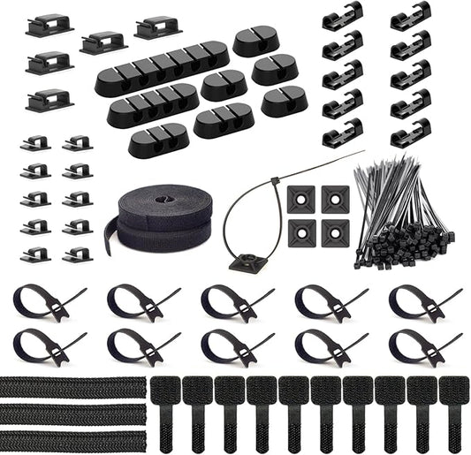 ZIIYAN 163 PCS Cable Management Kit, 3 Wire Organizer Sleeve, 8 Self Adhesive by ZIIYAN