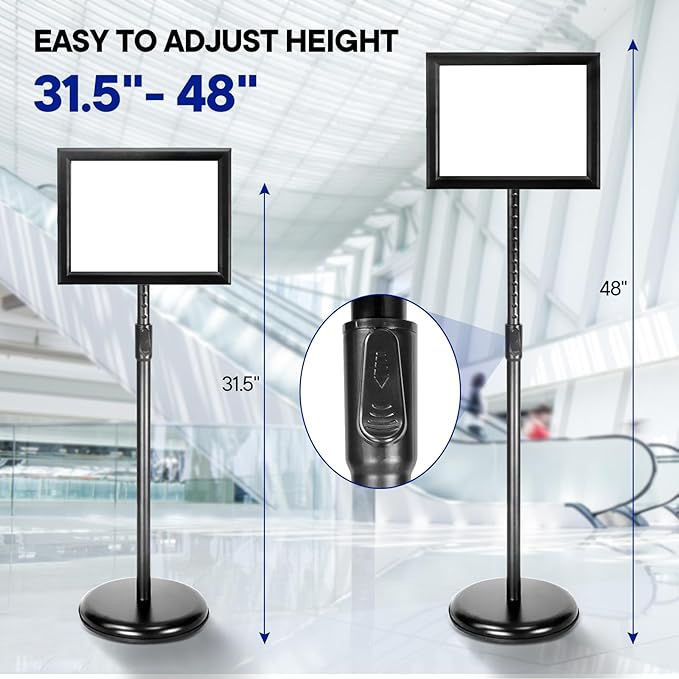 Adjustable Poster Sign Stand Holder Heavy Duty Snap Open Aluminum Pedestal - Image 5