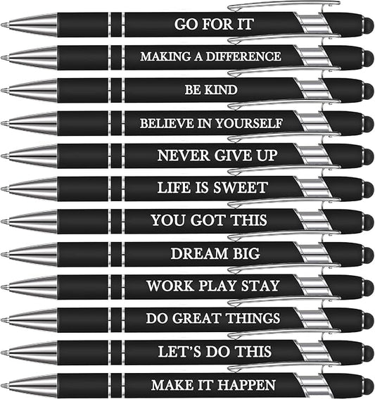 Zonon 12 Pcs Inspirational Pens Bulk Funny Ballpoint Pen by Zonon