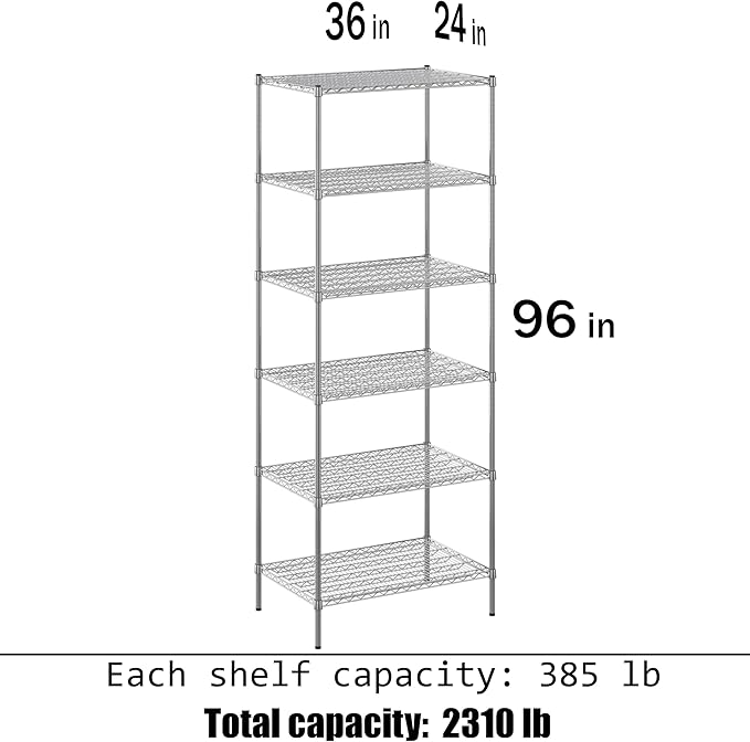 Regal Altair 24" Deep x 36" Wide x 96" Height Wire Shelving Kit | 6-Tier | NSF - Image 3