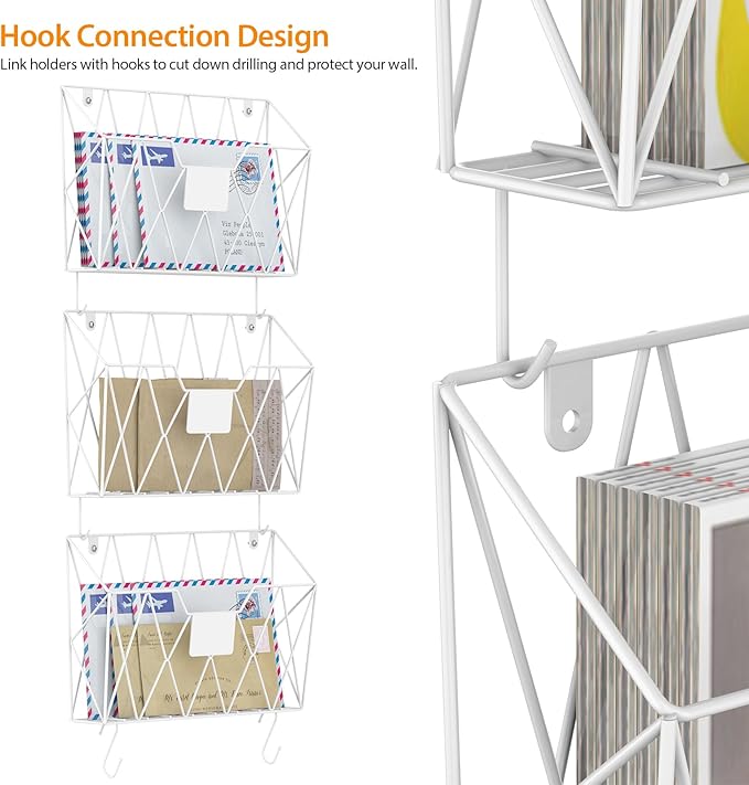 CADUKE 6 Pack Hanging Wall File Organizer Mesh Folder Holder Mail Magazine - Image 5