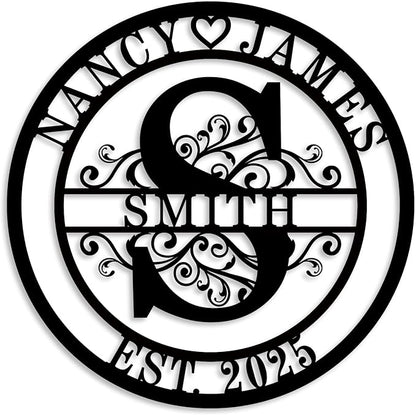 Custom Last Name Sign Personalized Family Name Sign Monogram Wall Decor by ENFODREAM