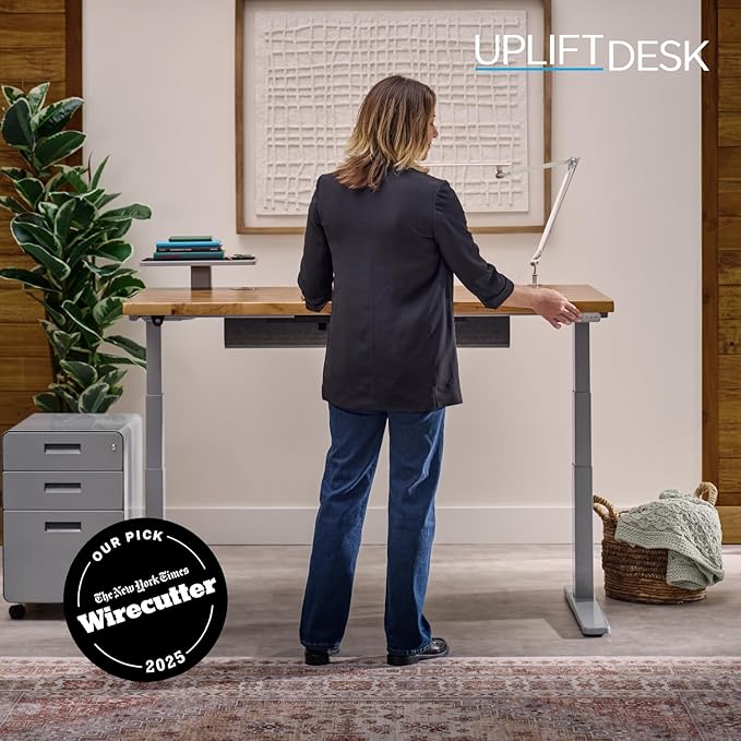 UPLIFTDESK V3 2-Leg Ash Gray Laminate Wood Standing Desk – Adjustable Height - Image 8