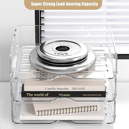 Clear Stackable Paper Trays 4 Pack, PET Letter Tray Desk Organizer, Desktop - Image 6