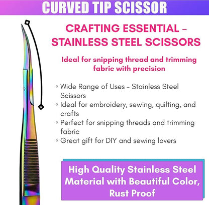 Cross Edge Curved Spring Scissors 5 Inch Stainless Steel Precision Eyebrow & - Image 5