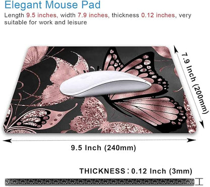 IMAYONDIA Mouse Pad, Rose Gold Butterfly Mouse Pad, Non-Slip Rubber Base - Image 2