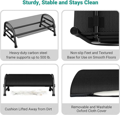 YEASHEIN Adjustable Foot Rest for Under Desk at Work, Ergonomic Under Desk - Image 5