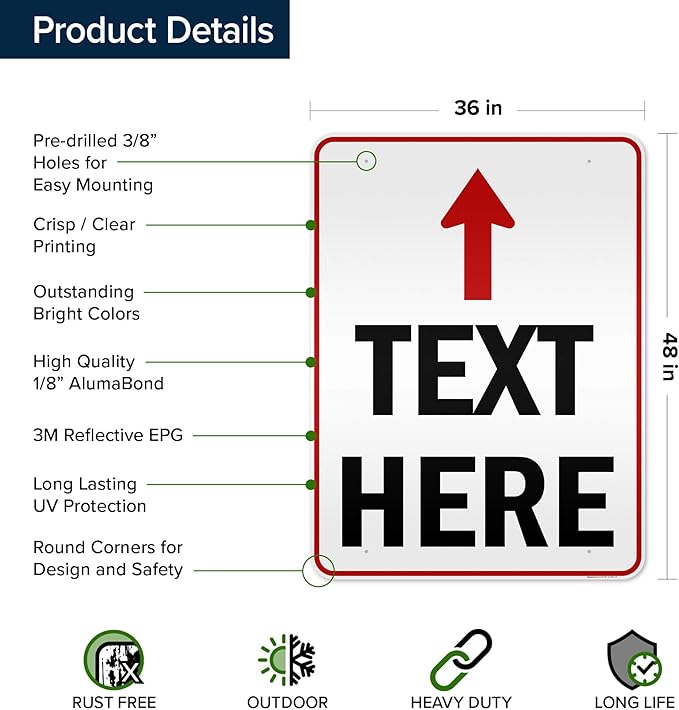 Custom Arrow, Custom Directional Sign, Up Arrow, 36x48 Inches, Reflective - Image 6