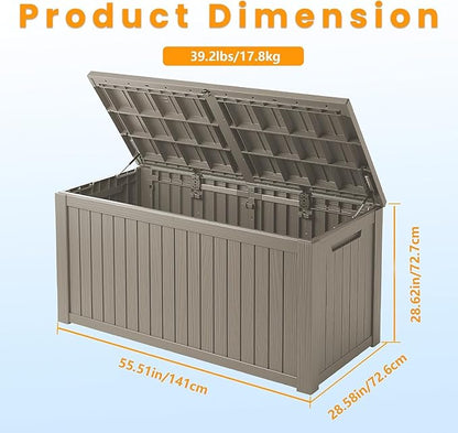 PATIOEASY 200GAL Deck Box -Grey，Waterproof Outdoor Storage Binfor Patio - Image 2