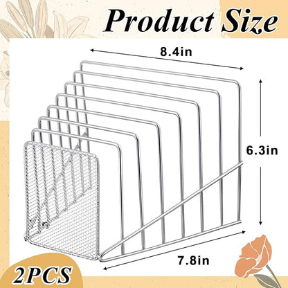 2 Pcs 7 Section Incline File Sorter Metal Wire Mesh File Rack - Image 2